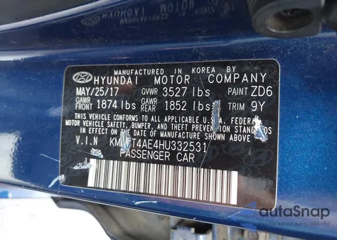 2017 Hyundai Accent Se из США, поврежденный, VIN KMHCT4AE4HU332531